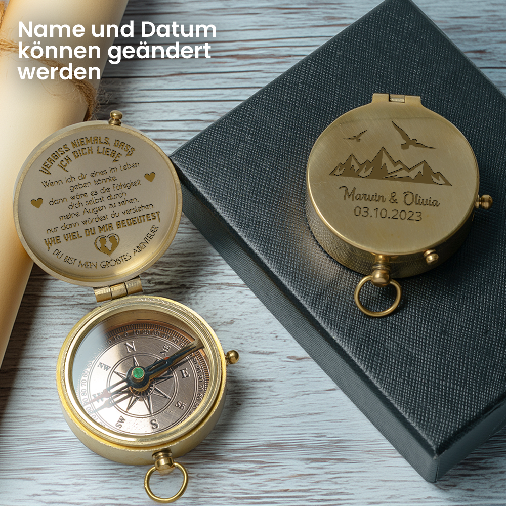 Personalisiert Kompass-Geschenk Für Enkel – Gravierte Messing-Kompass Mit Ledertasche, Von Opa/Oma