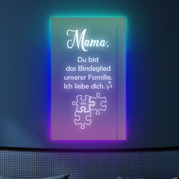 Personalisiert Led-Spiegellampe - Familie - An Meine Mama - Mama, Du Bist Das Bindeglied Unserer Familie - Degel19001