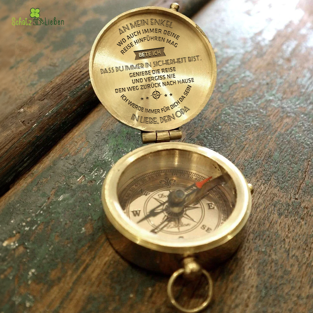 Personalisierter Gravierter Kompass - Familie - An Meinen Enkel - Degpb22001