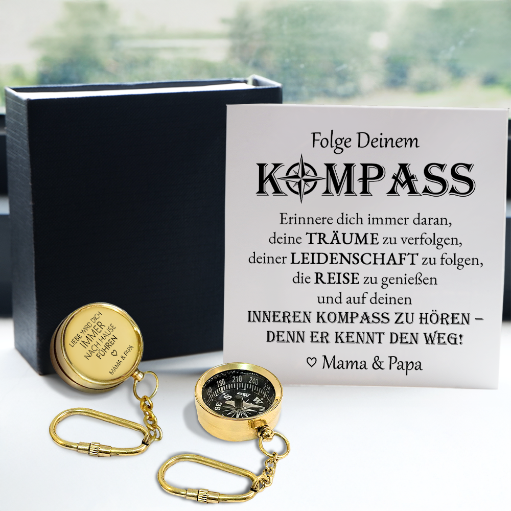 Personalisierter Mini-Kompass-Schlüsselanhänger - Familie - Für Sohn Tochter - Folge Deinem Kompass