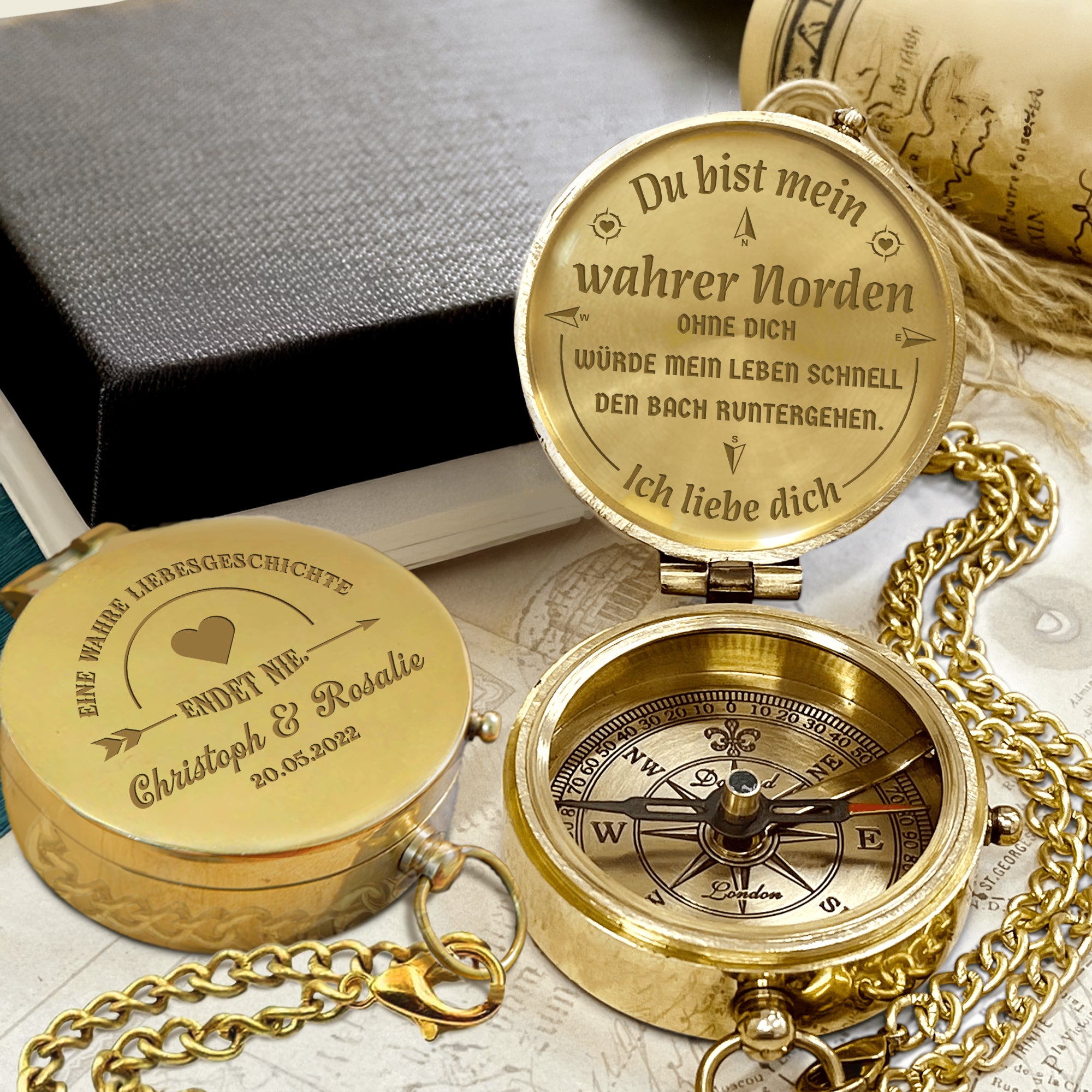 Personalisierter Gravierter Kompass - Familie - An Meinen Liebsten - Du Bist Mein Wahrer Norden - Degpb13013