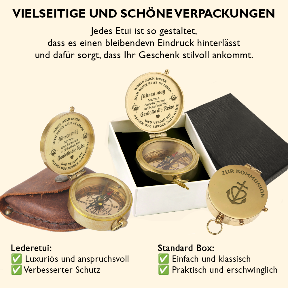 Personalisiert Kompass-Geschenk Für Enkel – Gravierte Messing-Kompass Mit Ledertasche, Von Opa/Oma