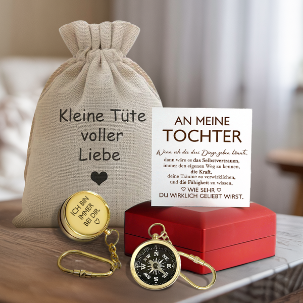 Personalisierter Mini-Kompass-Schlüsselanhänger - Familie - An Meine Tochter - Ich Bin Immer Bei Dir - Degkqj17001