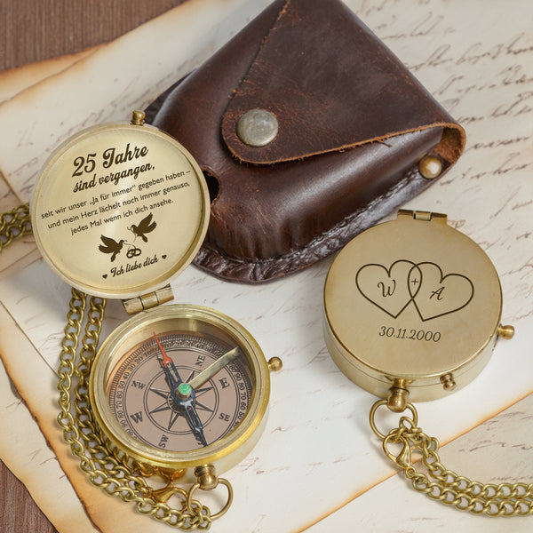 Personalisierter Gravierter Kompass - Familie - An Meinen Liebsten - 25 Jahre Sind Vergangen, Seit Wir Unser „Ja Für Immer“ Gegeben Haben - Degpb26111