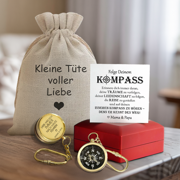 Personalisierter Mini-Kompass-Schlüsselanhänger - Familie - Für Sohn Tochter - Folge Deinem Kompass - Degkqj16002