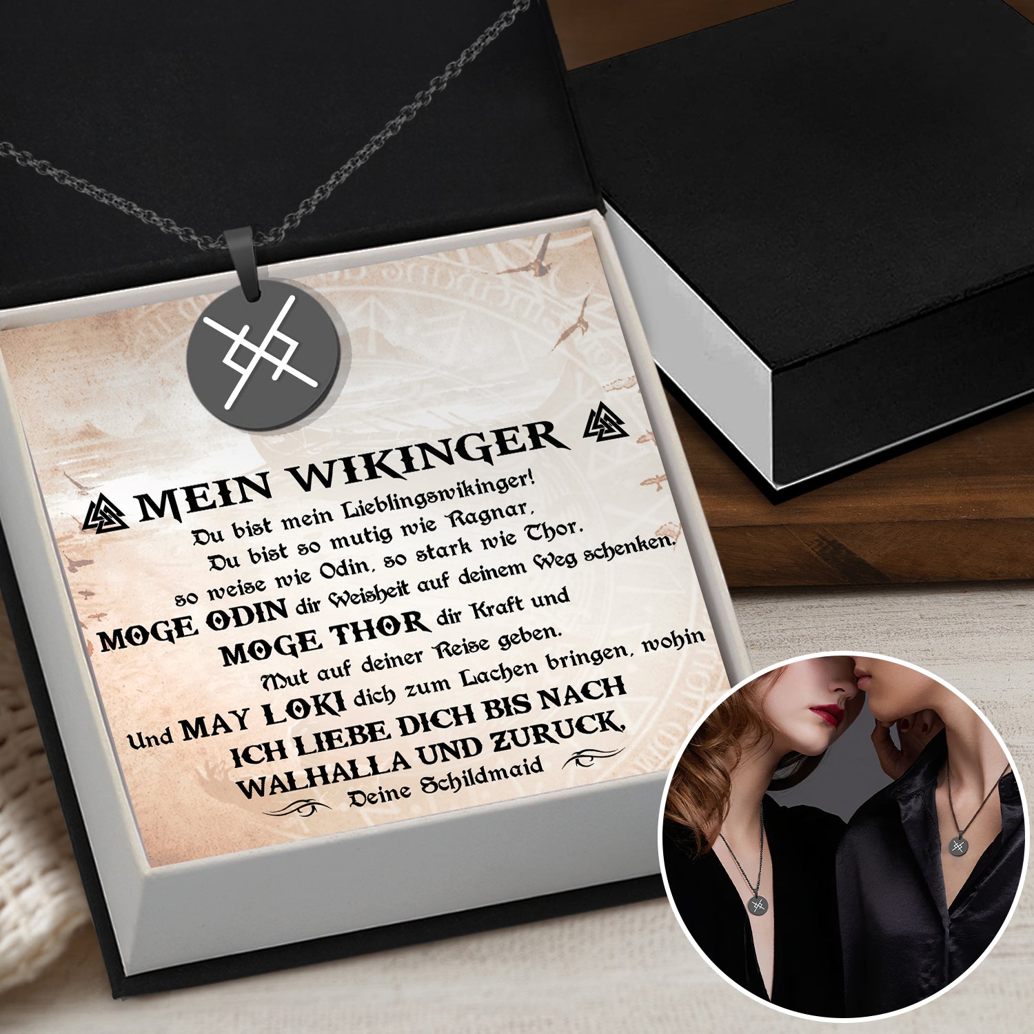 Personalisierte Stärke-Runenketten Ewige Liebe Für Paare - Wikinger - Mein Wikinger - Ich Liebe Dich