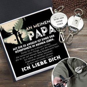 Einziehbarer Schlüsselanhänger - Angeln - An Meine Papa - Du Bist Mein Cooler Coach - Degkze18004
