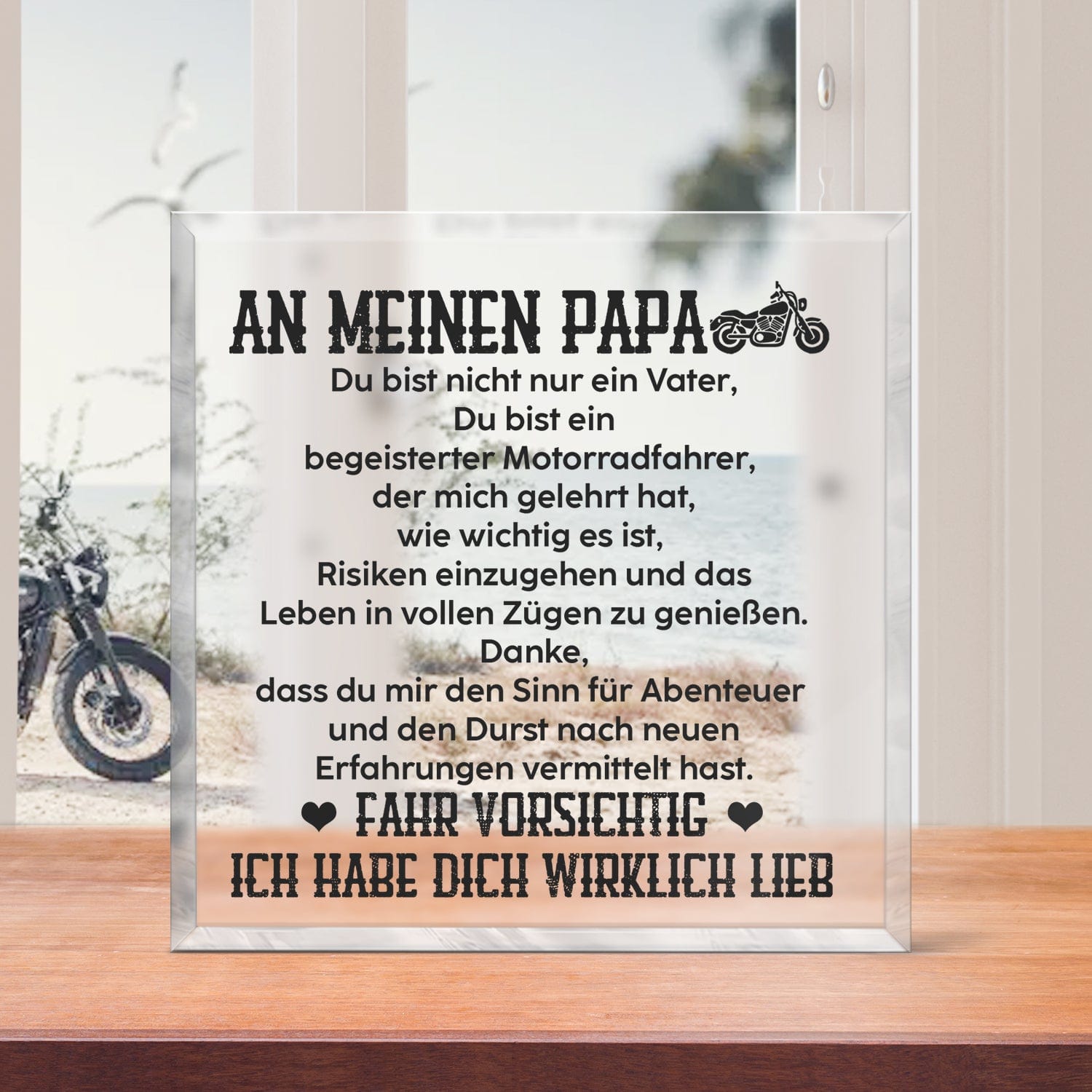 Kristalltafel - Biker - An Meinen Papa - Du Bist Ein Begeisterter Motorradfahrer - Degznf18013