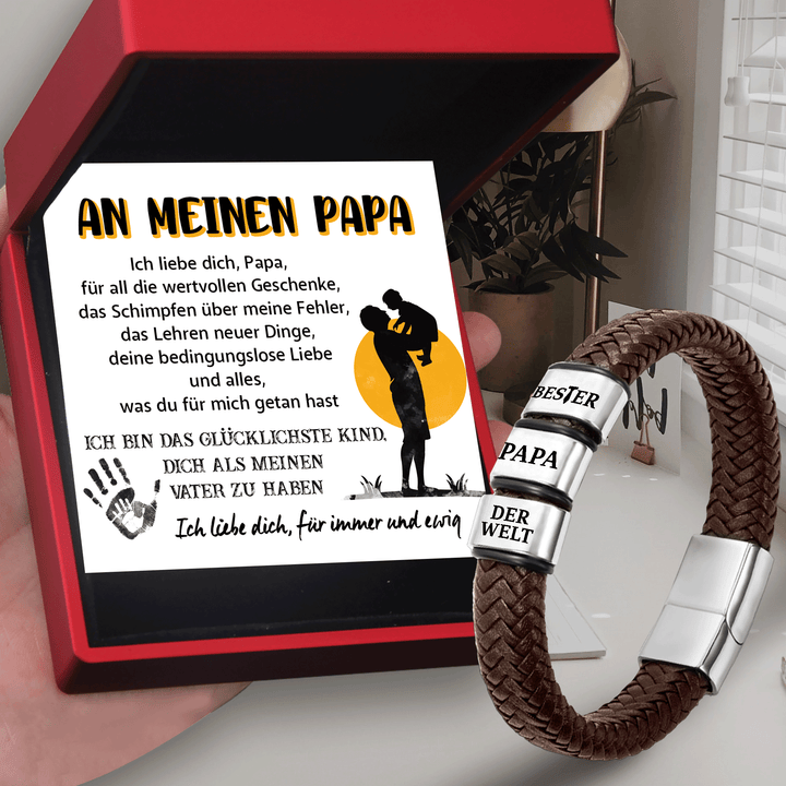 Leder-Armband - Familie - An Meinen Papa - Ich Bin Das Glücklichste Kind, Dich Als Meinen Vater Zu Haben - Degbzl18007