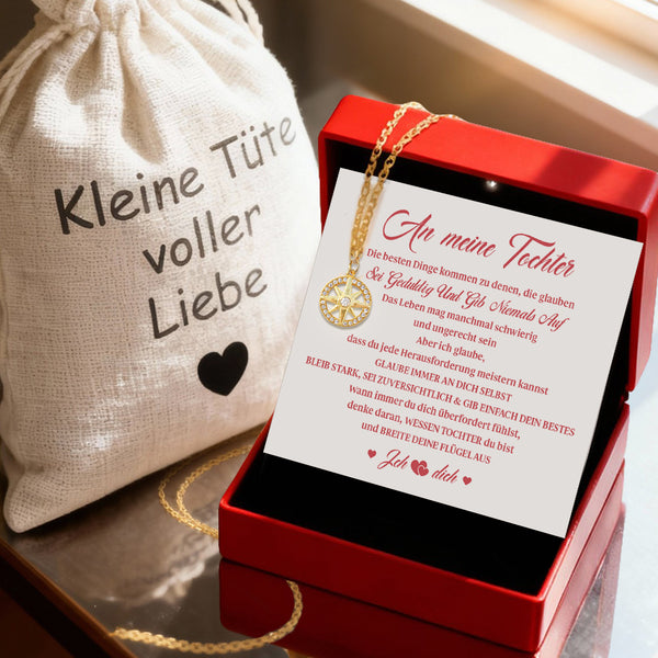 Zarte Kompass-Halskette - Familie - An Meine Tochter - Sei Geduldig Und Gib Niemals Auf - Deglza17001