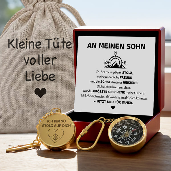 Personalisierter Mini-Kompass-Schlüsselanhänger - Familie - An Meinen Sohn - Du Bist Mein Größter Stolz - Degkqj16005