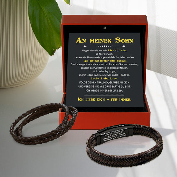 Personalisiert Braunes Geflochtenes Lederarmband - Familie - An Meinen Sohn - Ich Liebe Dich Für Immer - Degbzu16003