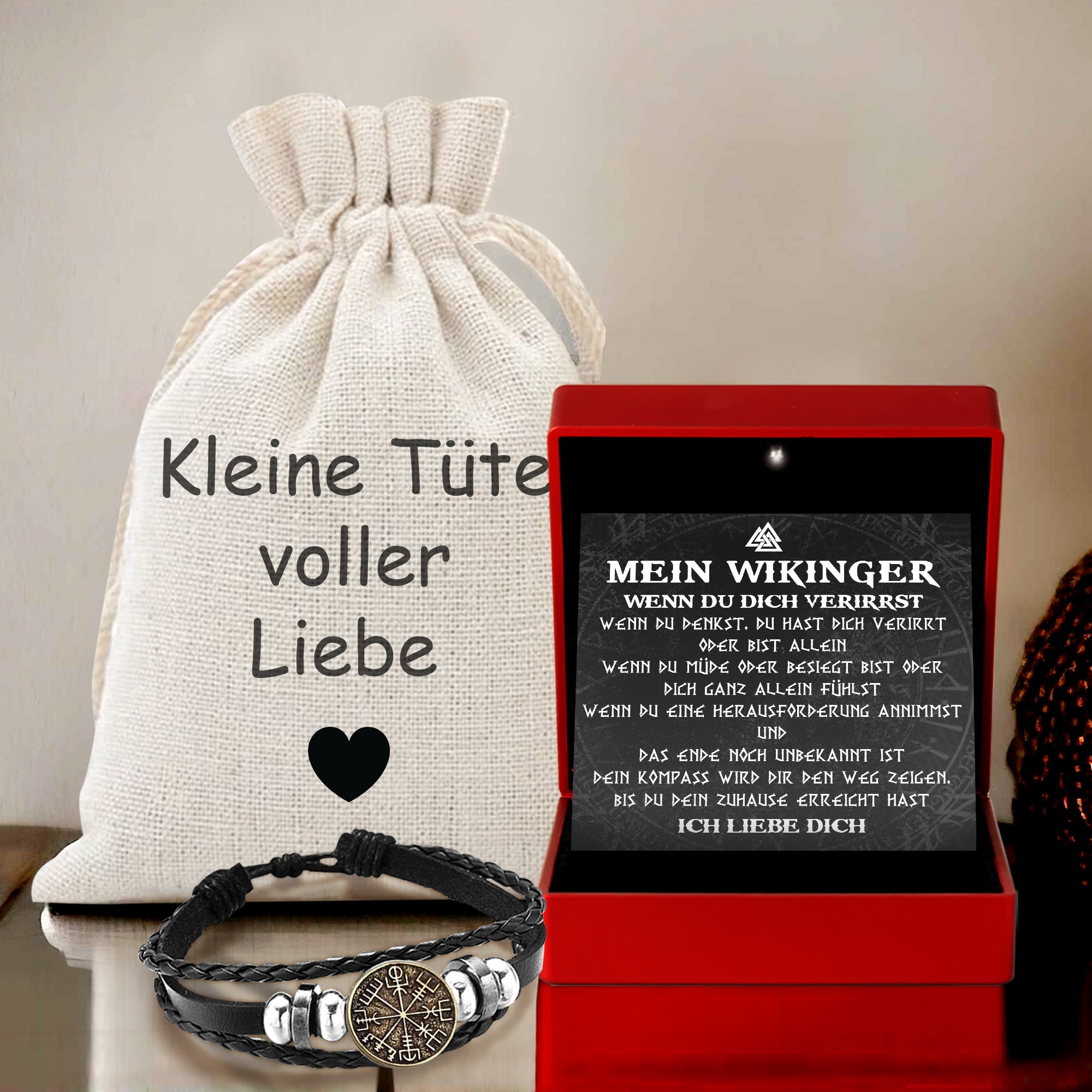 Personalisierter Wikinger Kompass Armband - Mein Wikinger - Ich Liebe Dich - Degbla26001