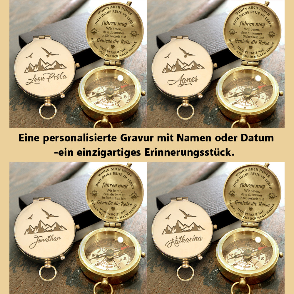 Personalisiertes Kompass-Set Mit Lederetui – Vintage-Messing, Gravierbar, Für Camping & Wandern