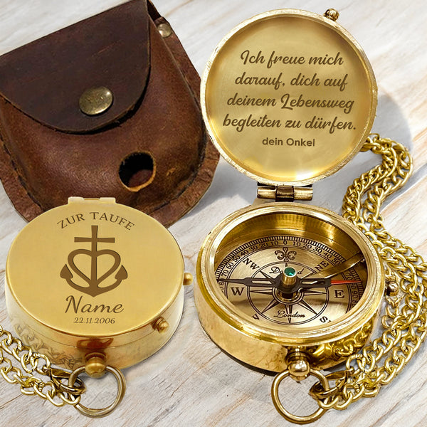 Personalisierter Kompass Zur Taufe & Kommunion - Für Nichte Neffe - Ich Freue Mich Darauf, Dich Auf Deinem Lebensweg Begleiten Zu Dürfen - Degpb22020