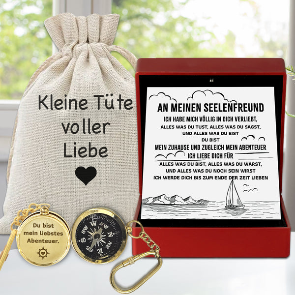 Personalisierter Mini-Kompass-Schlüsselanhänger - Familie - An Meinen Seelenfreund - Ich Werde Dich Bis Zum Ende Der Zeit Lieben - Degkqj26001