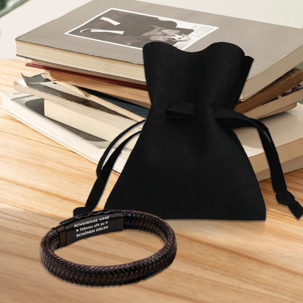 Schatzbeutel für Braunes Geflochtenes Lederarmband - Degqd16004