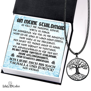 Lebensbaum Halskette - Wikinger - An Meine Schildmaid - Ich Liebe Dich Bis Nach Valhalla Und Zurück! - Degnyb13002