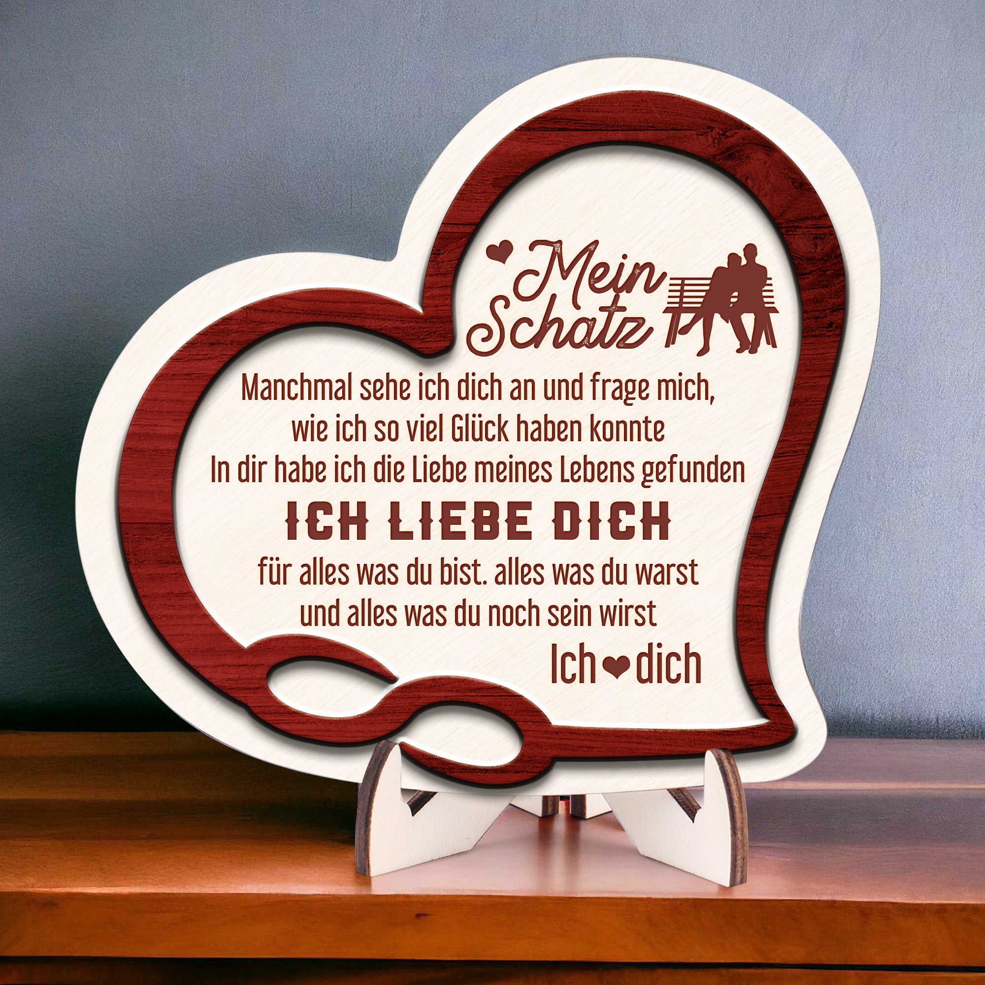 Herzschild Aus Holz - Familie - Mein Schatz - Ich Liebe Dich - Degan13002