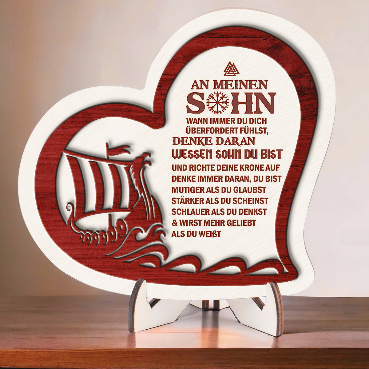 Hölzernes Wikingerschiff-Herzschild - Wikinger - An Meinen Sohn - Rich ...