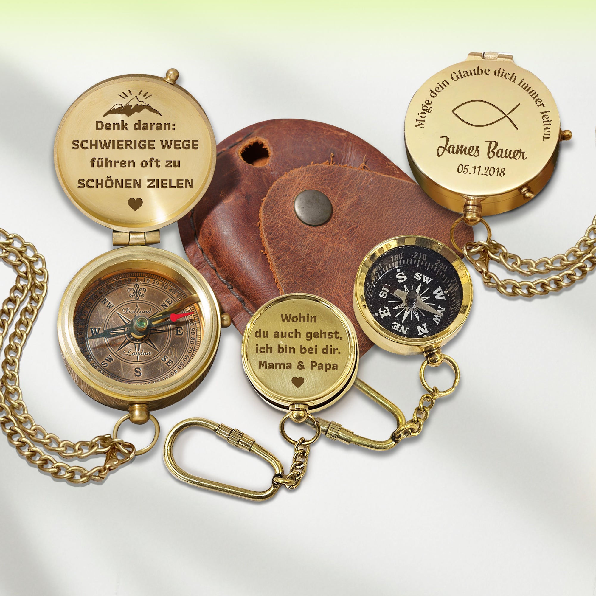 Personalisiertbarer Kompass-Schlüsselanhänger Mit Gravur - Wasserdicht & Leuchtend