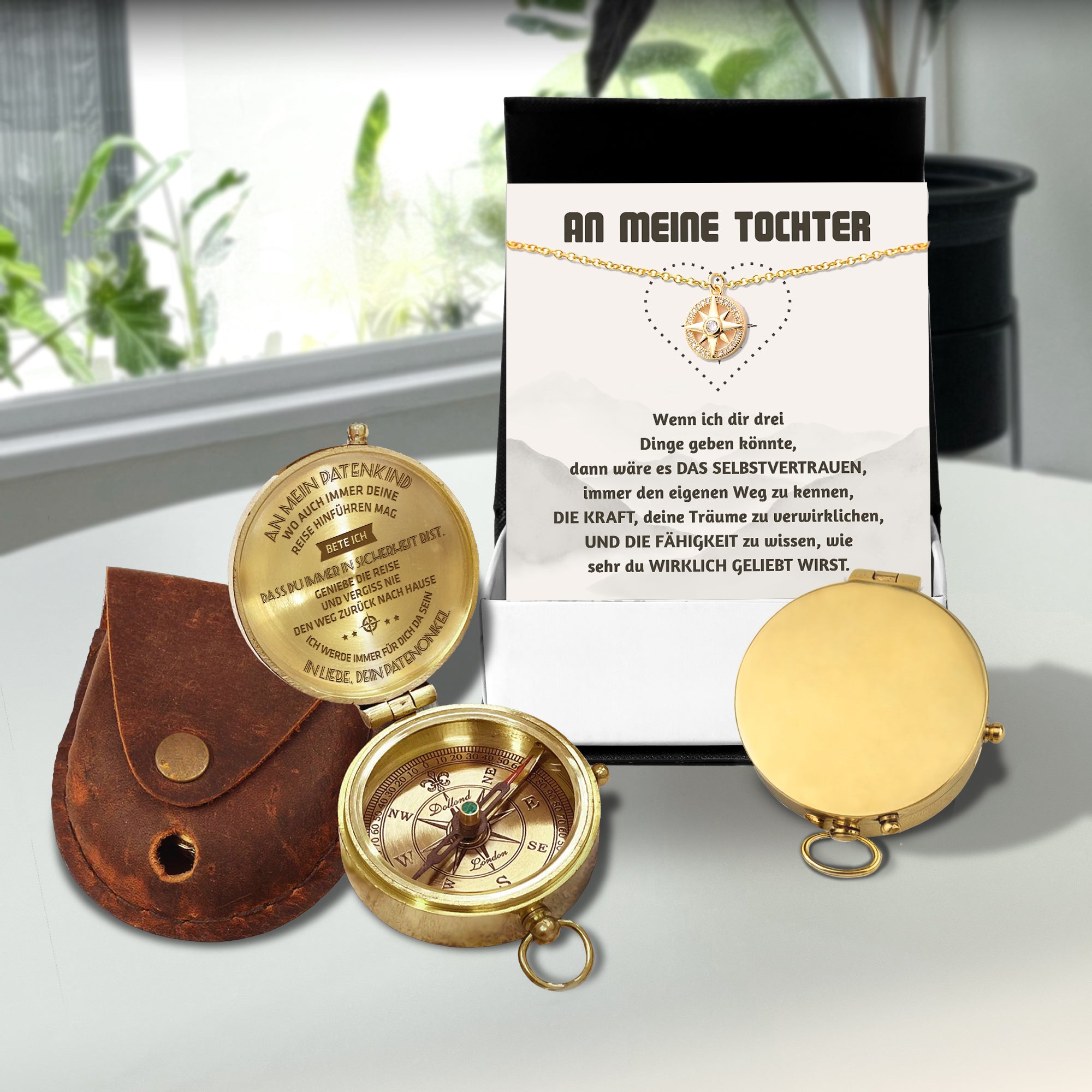 Personalisierter Gravur-Kompass & Halskette - An Meine Tochter - Degpd17002