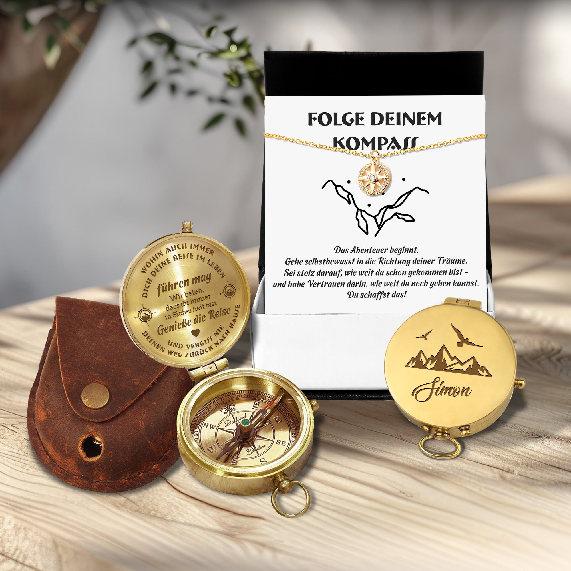 Personalisierter Gravur-Kompass & Halskette - An Meine Tochter - Degpd17004