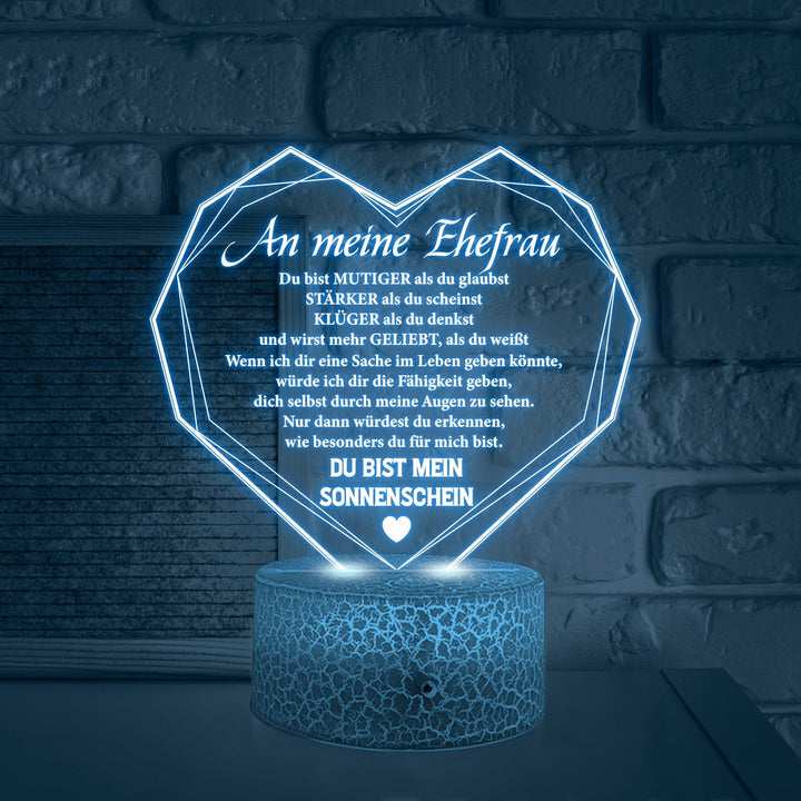 3D Led-Licht - Familie - An Meine Ehefrau - Du Bist Mein Sonnenschein - Deglca15007