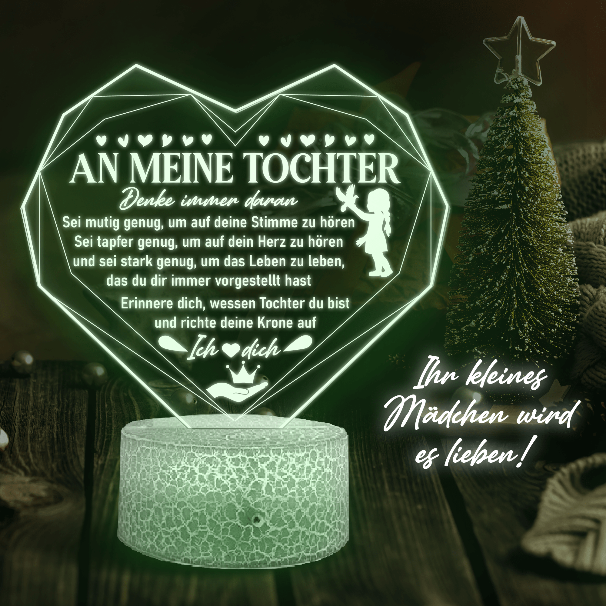 3D Led-Licht - Familie - An Meine Tochter - Erinnere Dich, Wessen Tochter Du Bist Und Richte Deine Krone Auf