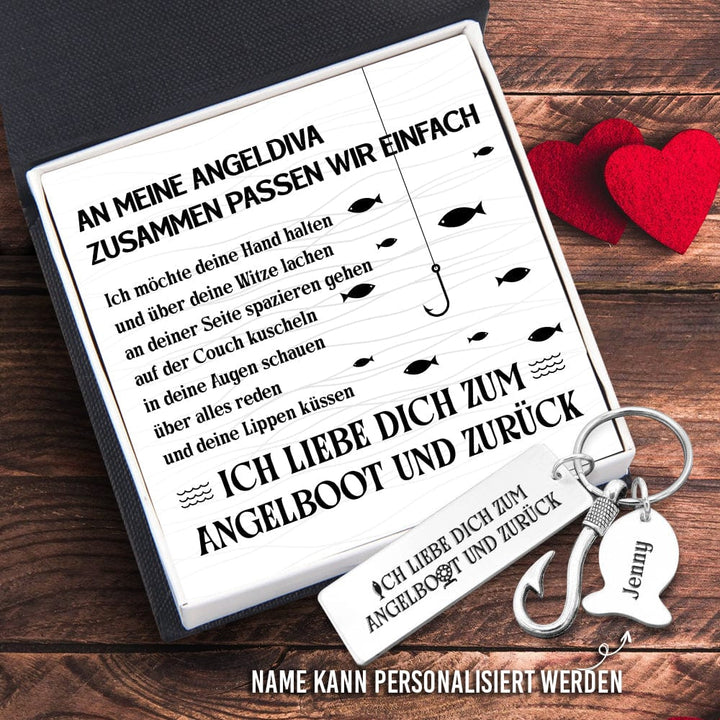 Angelhaken Schlüsselanhänger - Angeln - An Meine Angeldiva - Ich Liebe Dich Zum Angelboot Und Zurück - Degku13006