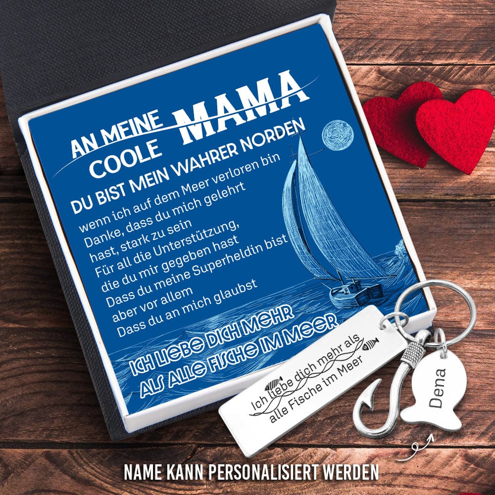 Angelhaken Schlüsselanhänger - Angeln - An Meine Coole Mama - Ich Liebe Dich Mehr Als Alle Fische Im Meer - Degku19001