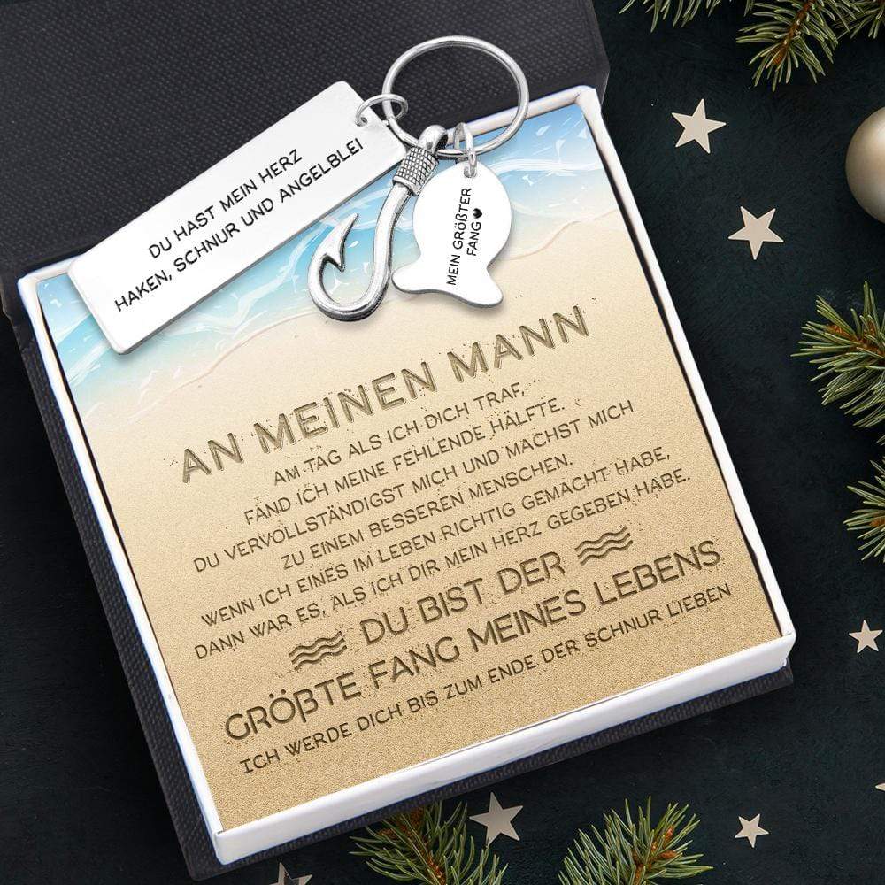 Angelhaken Schlüsselanhänger - Angeln - An Meinen Mann - Du Bist Der Größte Fang Meines Lebens - Degku26004