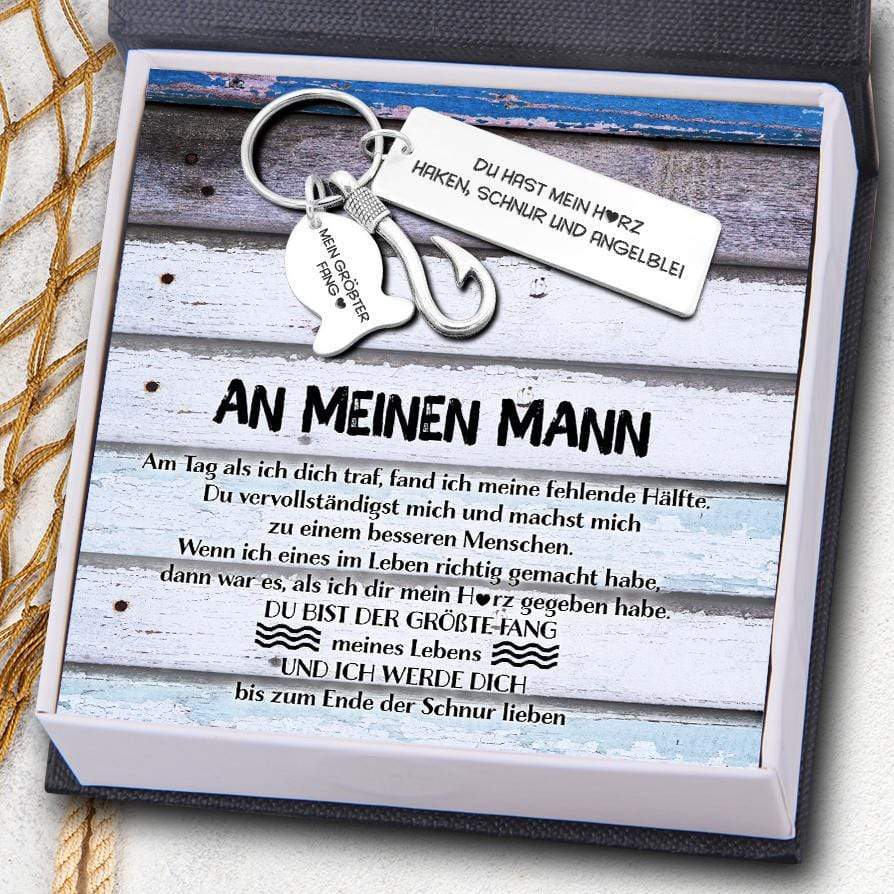 Angelhaken Schlüsselanhänger - Angeln - An Meinen Mann - Du Hast Mein Herz - Degku26002