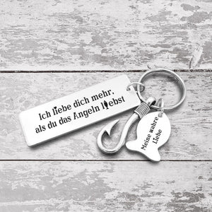 Angelhaken Schlüsselanhänger - Angeln - Meine Wahre Liebe - Ich Liebe Dich Mehr, Als Du Das Angeln Liebst - Degku13007