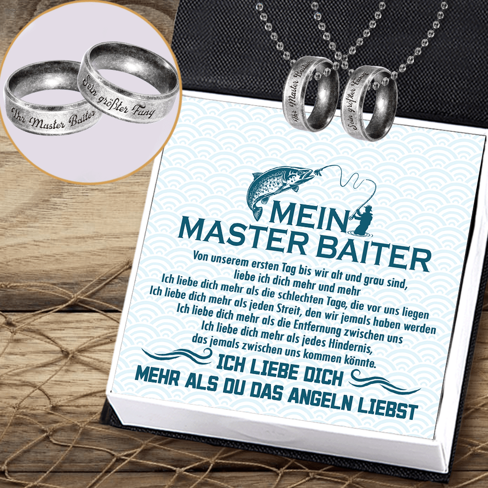 Angeln Paar Ringe Halsketten - Angeln - Mein Master Baiter - Ich Liebe Dich - Degndx26005