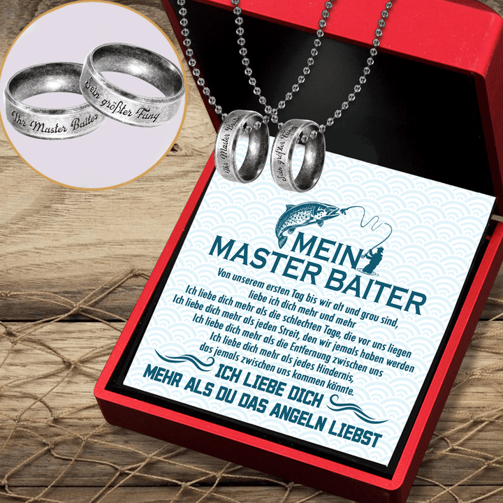 Angeln Paar Ringe Halsketten - Angeln - Mein Master Baiter - Ich Liebe Dich - Degndx26005