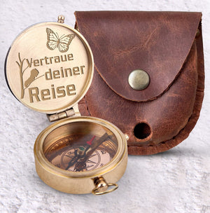 Gravierter Kompass - Schmetterling - Seelenfreundin - Vertraue Deiner Reise - Degpb13003
