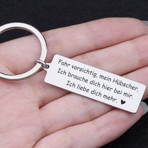 Gravierter Schlüsselanhänger - Familie - Fahr Vorsichtig, Mein Hübscher - Degkc26002