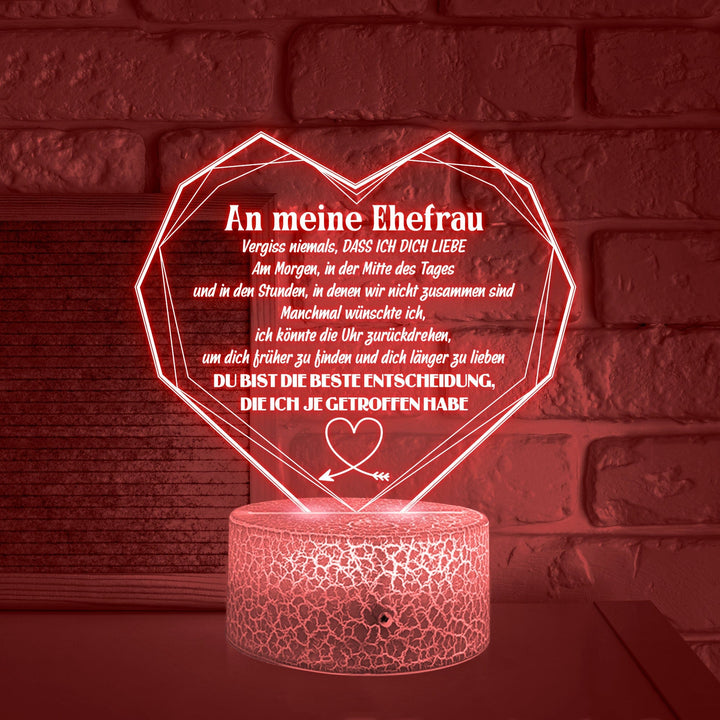 Herz Led-Licht - Familie - An Meine Ehefrau - Vergiss Niemals, Dass Ich Dich Liebe - Deglca15010