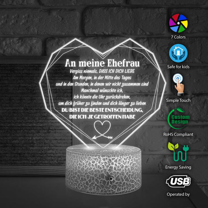 Herz Led-Licht - Familie - An Meine Ehefrau - Vergiss Niemals, Dass Ich Dich Liebe - Deglca15010