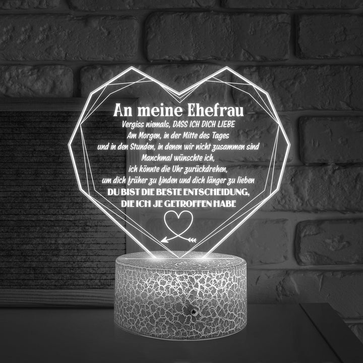 Herz Led-Licht - Familie - An Meine Ehefrau - Vergiss Niemals, Dass Ich Dich Liebe - Deglca15010