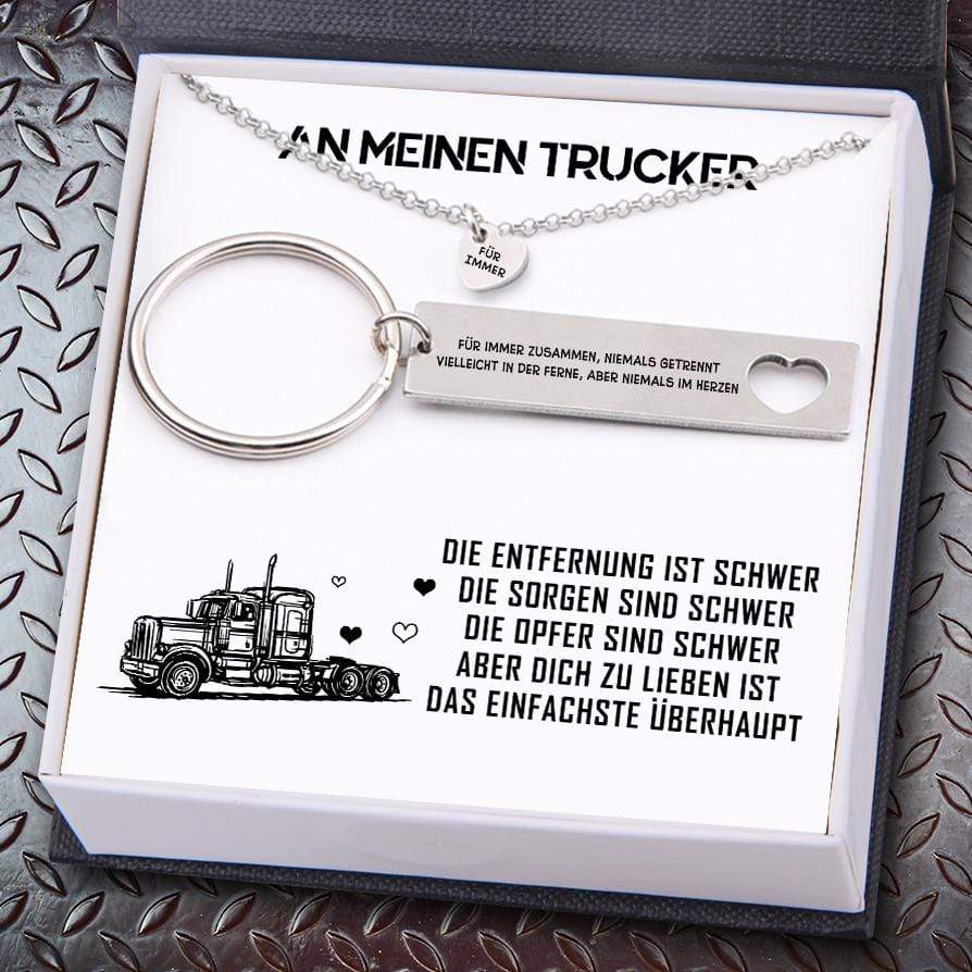 Herzkette & Schlüsselanhänger Geschenkset - Lastwagen Mann - An Meinen Trucker - Dich Zu Lieben Ist Das Einfachste Überhaupt - Degnc26004