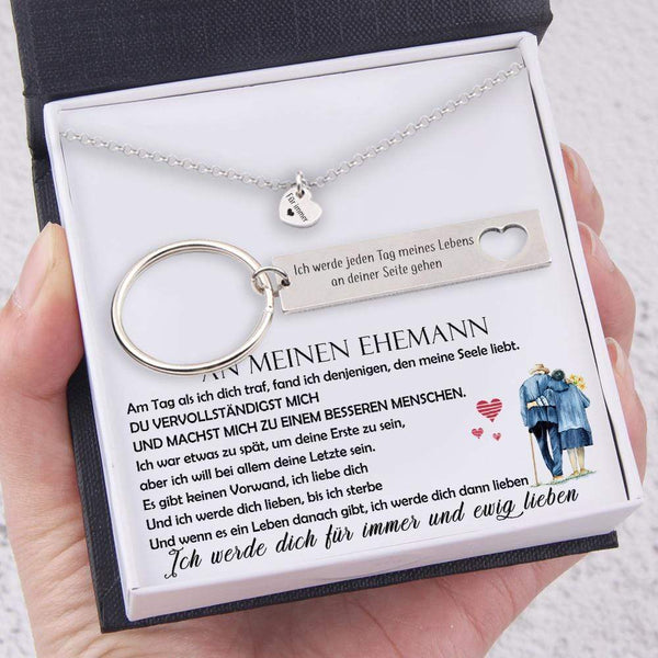 Herzketten & Schlüsselanhänger Geschenkset - Familie - An Meinen Ehemann - Am Tag Als Ich Dich Traf - Degnc14001