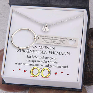 Herzketten & Schlüsselanhänger Geschenkset - Familie - An Meinen Zukünftigen Ehemann - Ich Liebe Dich Morgens - Degnc24001