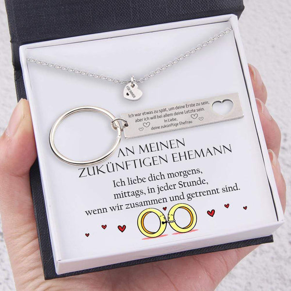 Herzketten & Schlüsselanhänger Geschenkset - Familie - An Meinen Zukünftigen Ehemann - Ich Liebe Dich Morgens - Degnc24001