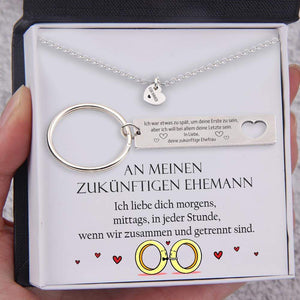 Herzketten & Schlüsselanhänger Geschenkset - Familie - An Meinen Zukünftigen Ehemann - Ich Liebe Dich Morgens - Degnc24001
