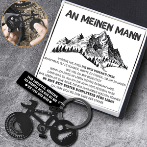 Jet Black Fahrrad-Multi-Tool-Schlüsselanhänger - Fahrrad - An Meinen Mann - Ich Liebe Dich Bis Zum Ende Der Straße - Degkzo26004