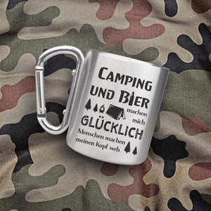 Karabiner-Becher - Camping - Camping Und Bier Machen Mich Glücklich - Deguh26002