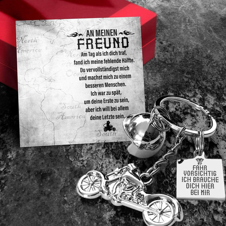 Klassischer Motorrad Schlüsselanhänger - Motorradfahrer - An Meinen Freund - Am Tag Als Ich Dich Traf, Fand Ich Meine Fehlende Hälfte - Degkt12005