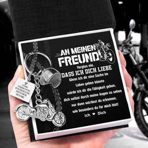 Klassisches Motorrad Schlüsselanhänger - Motorradfahrer - An Meinen Freund - Ich Liebe Dich - Degkt33002